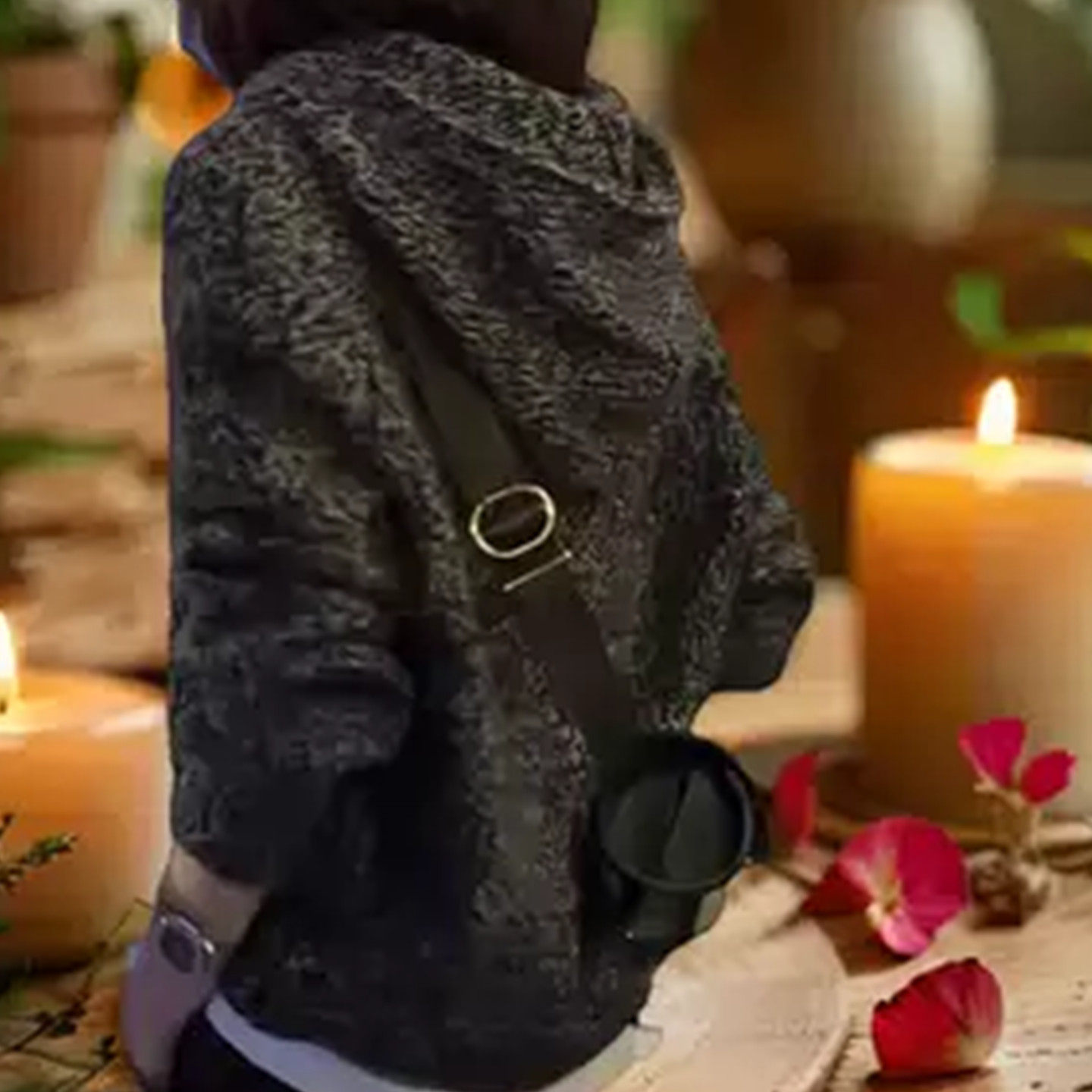 纯羊毛连帽针织衫女秋冬新款花灰带帽卫衣拉链宽羊绒毛衣开衫外套