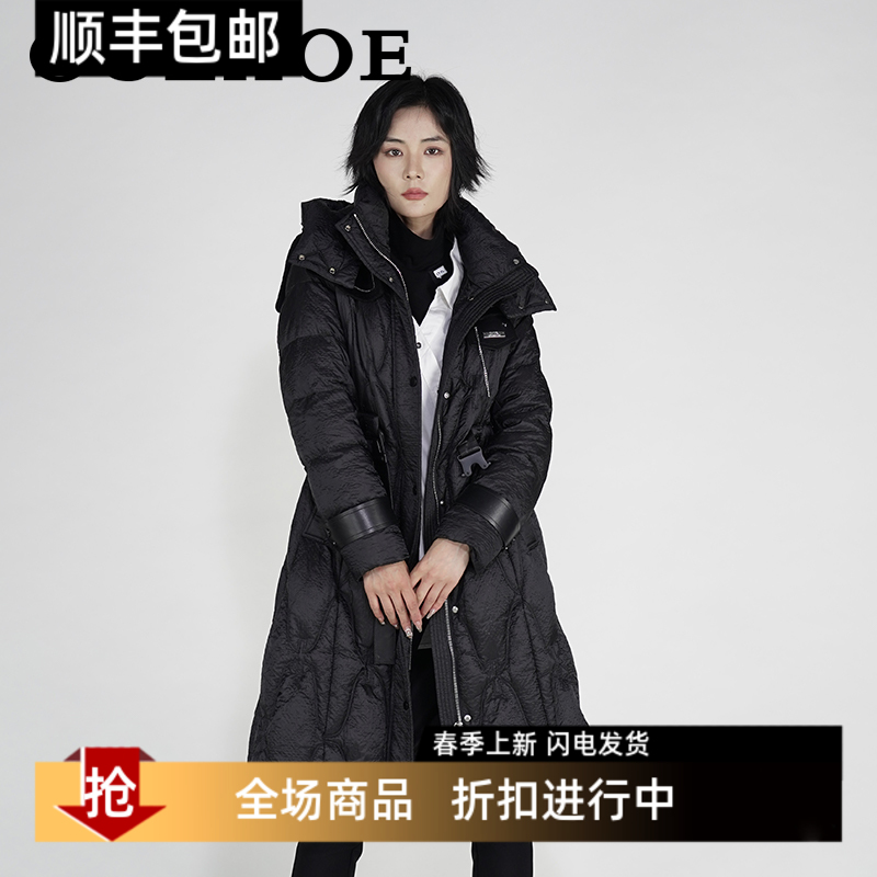 欧E专柜正品女装2023冬装新款大码中长款羽绒服时尚个性欧美风