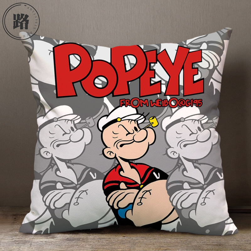 大力水手吃菠菜周边同款动画卡通抱枕头来图定制沙发靠垫生日礼物