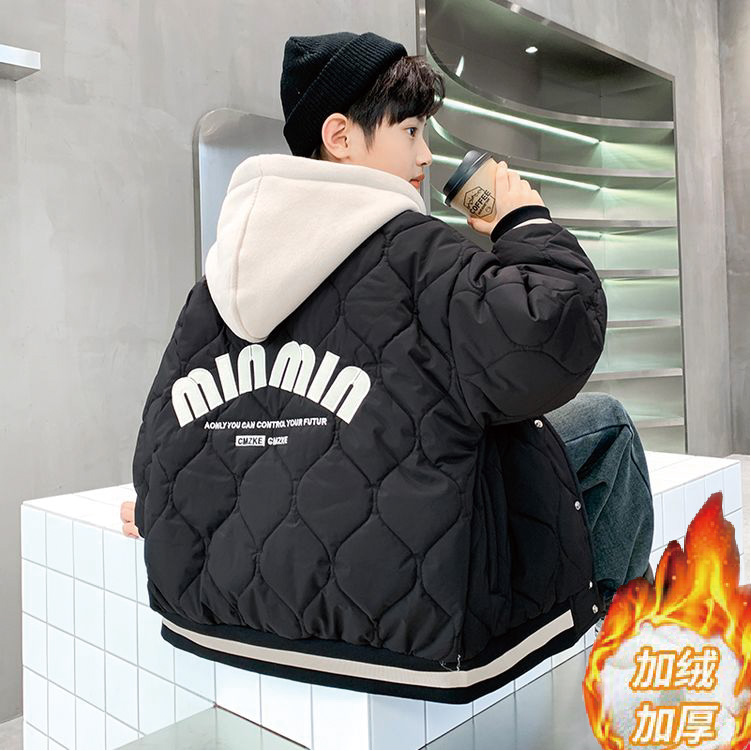 男童加绒外套冬装棉衣棉服派克服