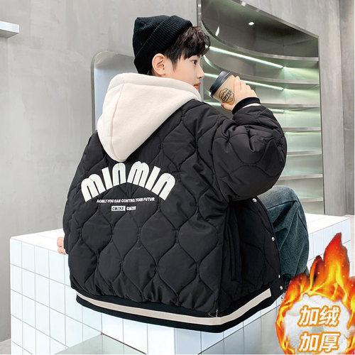 男童加绒外套冬装棉衣棉服派克服