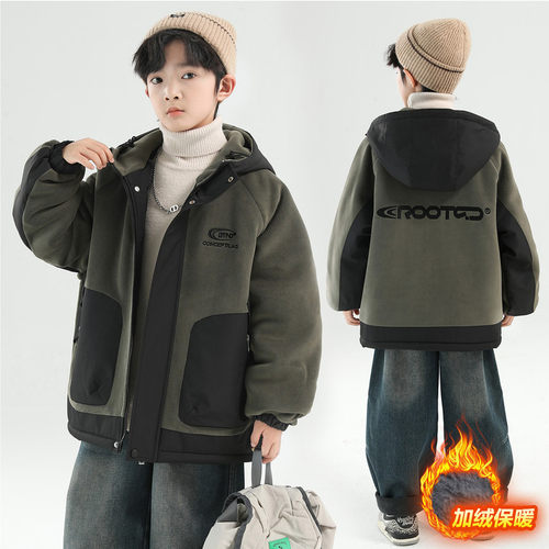 儿童装男童冬装奥粒绒加绒外套