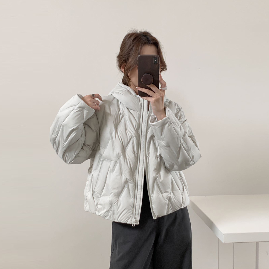 气质短款90绒连帽显瘦羽绒服外套