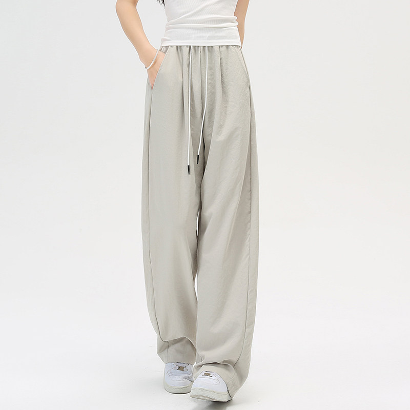 气质抽绳束脚弯刀卫裤女春季2026新款高腰百搭宽松阔腿休闲裤长裤