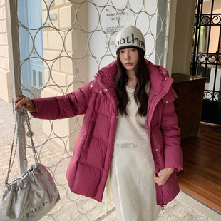 泡芙款中长款云朵羽绒服女时尚休闲连帽加厚羽绒服外套潮