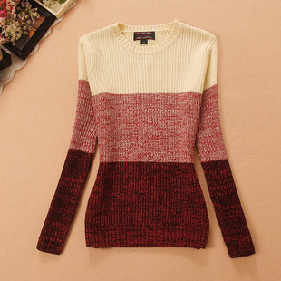 简约针织毛衣百搭打底女士 圆领套头修身 2023秋冬季 纯棉毛衣女线衫