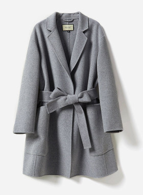 大M千克级享受摩登韵味全羊绒双面呢翻领中长款大衣WDY06072