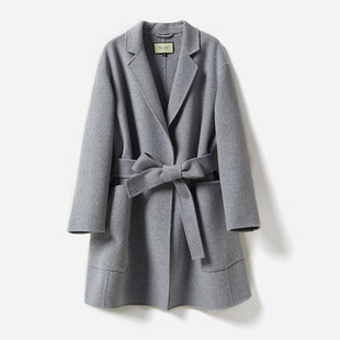 大M千克级享受摩登韵味全羊绒双面呢翻领中长款大衣WDY06072