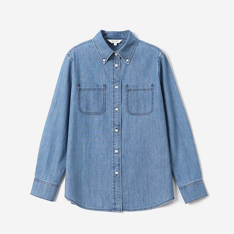 土耳其BOSSA全棉意大利水洗工艺不易发黄牛仔衬衫女 WCS08015