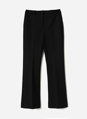 茉莉雅集舒适利落四面弹针织羊毛微喇裤WKZ07038