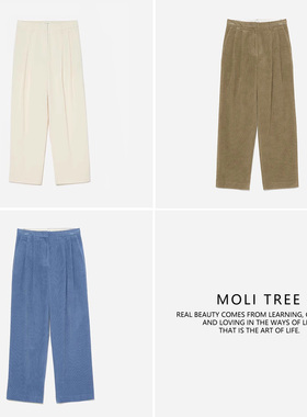 茉莉雅集复古老钱风细腻日本全棉灯芯绒直筒裤女 WKZ07037