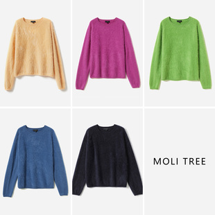 茉莉雅集休闲自带滤镜暖意KVSS全羊绒拉绒针织套衫毛衣WZT06191