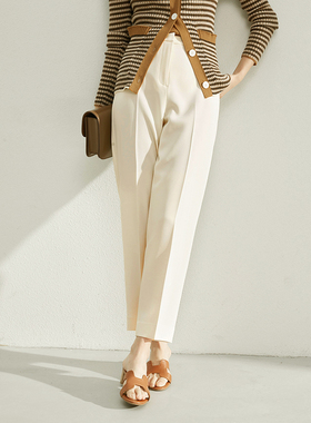 茉莉雅集流畅舒适雾面日本三醋酸通勤锥形裤女WKZ04403