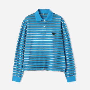 *P家同源同料复古彩色条纹珠地全棉三角标POLO领长袖T恤WTX08139