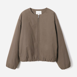 茉莉雅集日本进口复古小立领利落廓形绗棉短外套棉服女