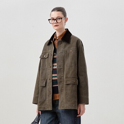 茉莉雅集 B@rb0ur巴恩风谷仓牛仔外套复古老钱工装全棉 WWT08163