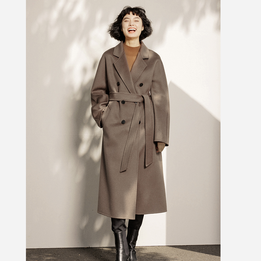 茉莉雅集101801拍卖级110支羊毛羊绒双面呢大衣女 WDY05011