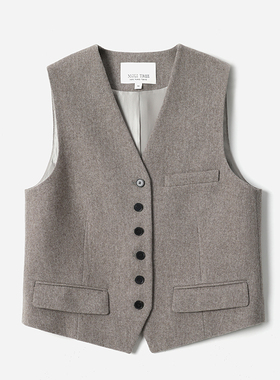 日本进口复古老钱花纱肌理保暖舒适羊毛含真丝马甲 WWT08155