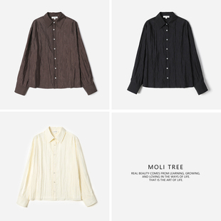 茉莉雅集 J*S日本料低调珍珠光泽含真丝落肩长袖衬衫WCS08158