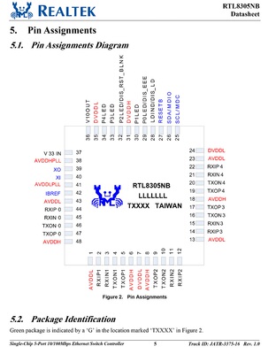 realtek瑞昱5口百兆芯片