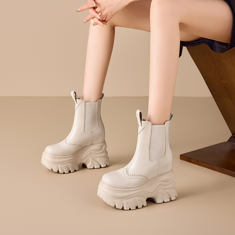 真皮内增高12cm切尔西靴