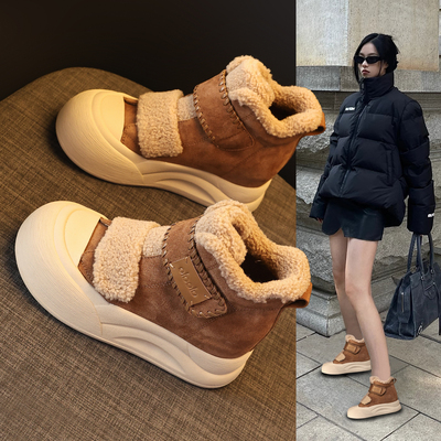 内增高加绒加厚保暖高帮女鞋