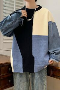 83936-P60 秋冬新款休闲毛衣男长袖针织衫港风宽松毛衣打底衫图片