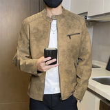 JK893-P100水洗复古皮衣男外套潮流修身帅气机车服男士立领夹克衫，男装皮衣，电商D310B