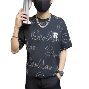TX160-P40男士t恤短袖夏季潮牌字母印花宽松圆领上衣男士休闲体恤图片