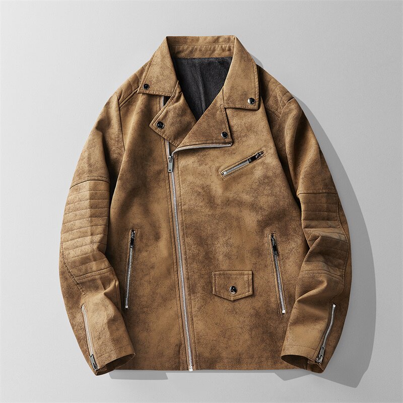 JK897-P100轻熟风机车皮衣外套男秋冬韩版西装领休闲pu皮夹克潮,男装皮衣,电商D310B