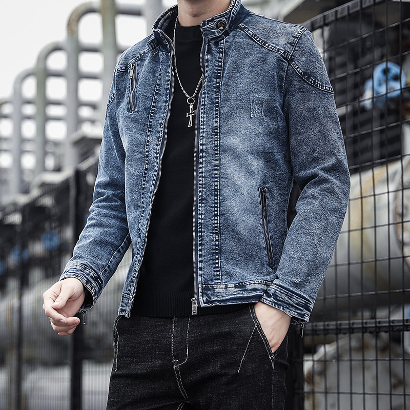 JK1823-P100美式复古水洗做旧连帽牛仔夹克外套男宽松牛仔,男装夹克,电商D310B