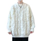 84632-P60破洞流苏粗麻花潮牌毛衣男秋冬款美式高街慵懒宽松，男装针织衫/毛衣，电商D310B