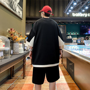 84331-P55夏季短袖T恤男套装休闲两件套图片