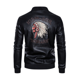 JK035-P110加绒皮夹克刺绣立领复古美式机车服潮流时尚PU皮衣，男装皮衣，电商D310B