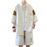 TZ24325-特P60新中式风短袖短裤套装男夏季潮牌休闲衬衫男穿搭，男装衬衫，电商D310B