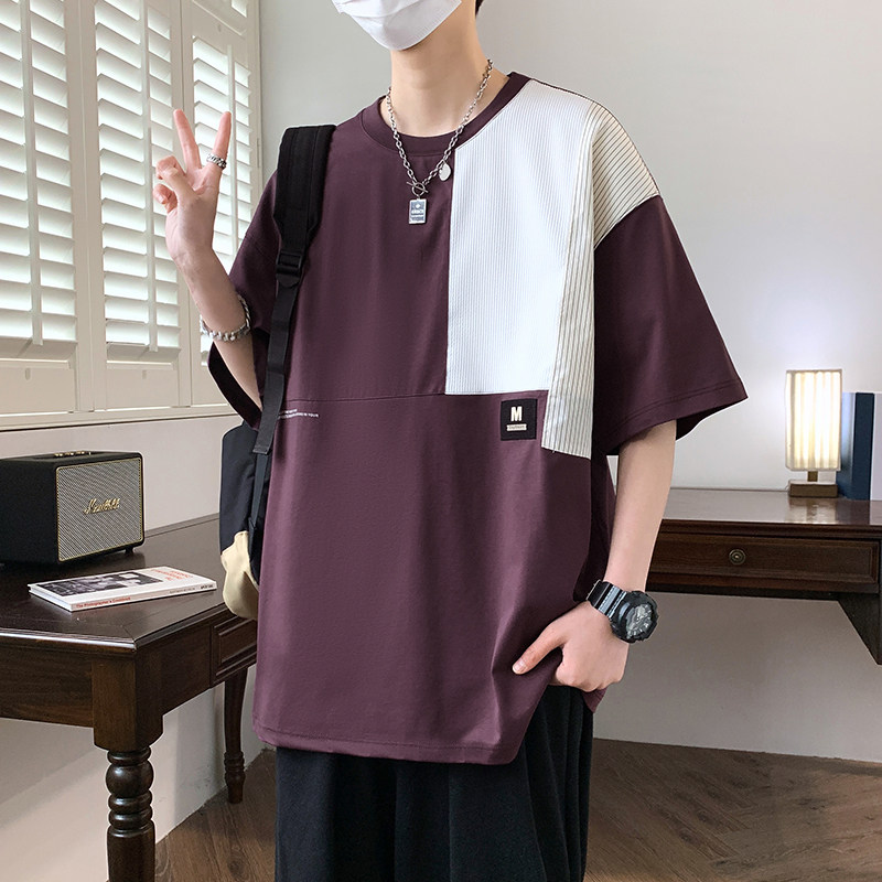 84167-P42短袖t恤男夏季美式复古潮牌港风半袖ins痞帅高街体恤,男装T恤,电商D310B