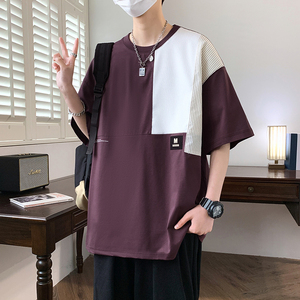 84167-P42短袖t恤男夏季美式复古潮牌港风半袖ins痞帅高街体恤图片