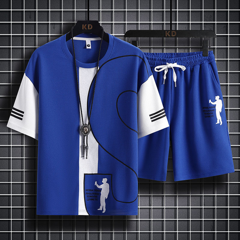 7553-P60短袖套装男士夏季潮流薄款休闲运动t恤夏装时尚衣服,男装T恤,电商D310B