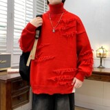 76229-P55高领毛衣男秋冬季新款加厚线衣服内搭打底流苏针织衫，男装针织衫/毛衣，电商D310B