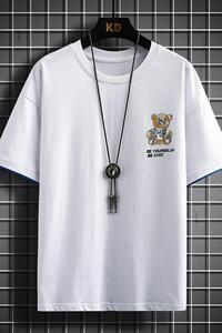 71646夏季男士短袖t恤ins潮体恤纯棉宽松男生情侣夏天薄款