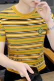 直播7326短袖毛衣男打底衫t潮牌印花修身个性男针，男装T恤，电商D310（原电商305）