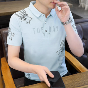 84020-P35春秋新款短袖T恤男休闲打底衫男士修身衫商务休闲图片