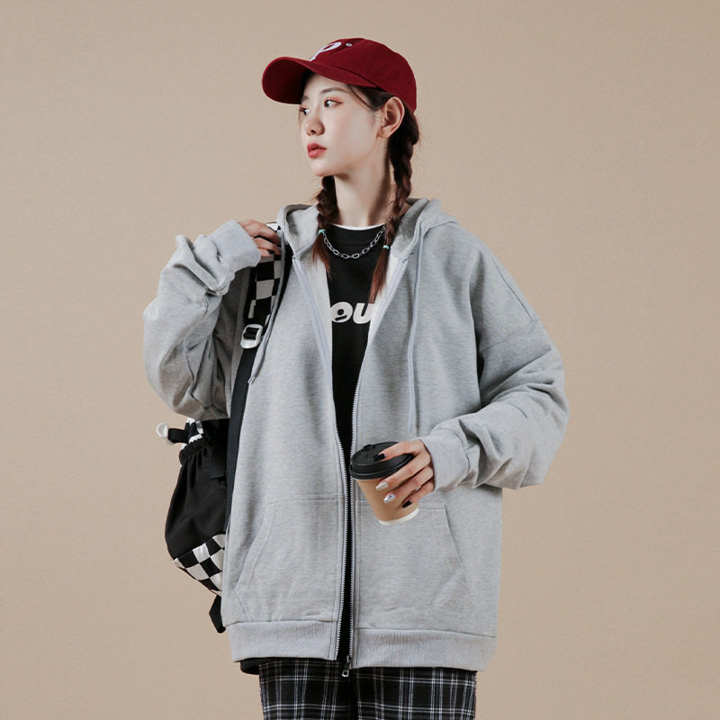 得物二开GSY9916-特P33纯色开衫卫衣男女oversize宽松宽松外套,男装卫衣,电商D310B