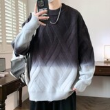 24790-特P70渐变圆领毛衣男冬季潮牌宽松设计感毛线衫打底针织衫，男装针织衫/毛衣，电商D310B