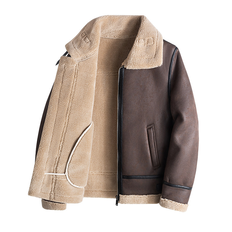 68801-P208pu皮棉衣男士冬季加厚棉服机车皮夹克羊羔毛外套冬装，男装皮衣，电商D310B