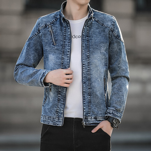 JK1823-P100美式经典牛仔外套男复古做旧水洗工装夹克痞帅潮图片