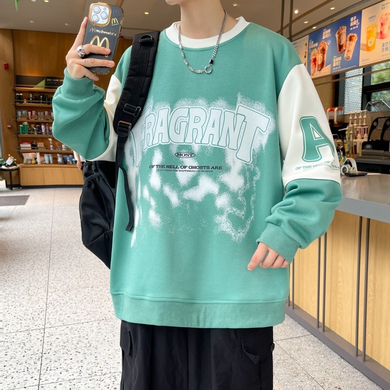 W24218-特P40秋季休闲卫衣男长袖T恤打底衫港风宽松外套,男装卫衣,电商D310B