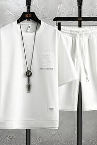 7540-P60男士夏季休闲运动套装潮牌痞帅男装2022新款华夫格图片