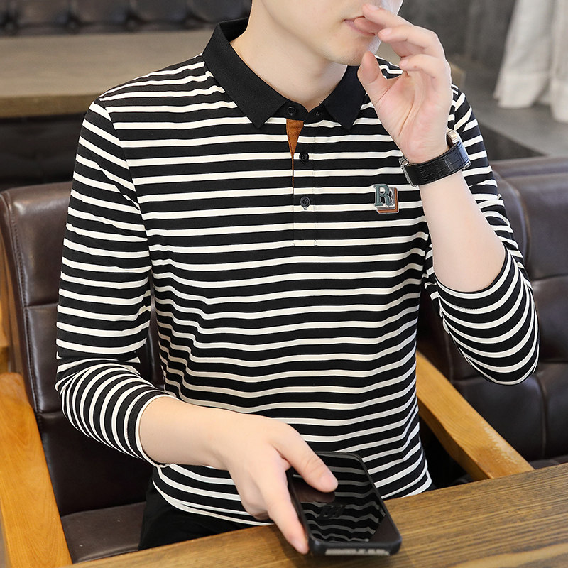 84081-P38秋季翻领T恤男宽松长袖衫打底衫,男装T恤,电商D310B