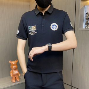 PL050-特P40撞色刺绣t恤男夏季修身短袖polo衫潮流翻领半袖图片